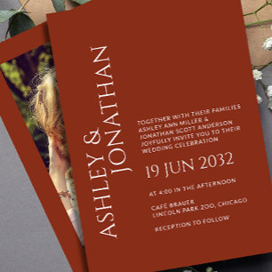 Modern Bold & Minimalist Photo Wedding Invitation