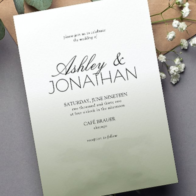 Modern Bold & Minimalist Sage Wedding Invitation (Creator Uploaded)