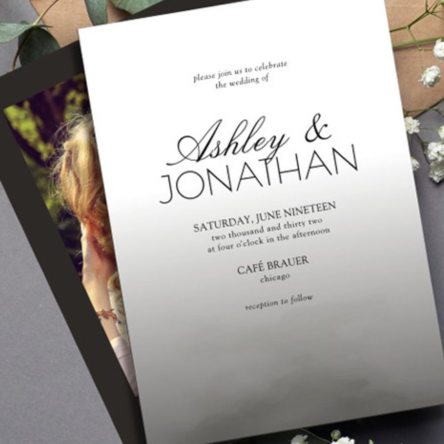 Modern Bold & Minimalist Wedding Black Photo Invitation (Creator Uploaded)