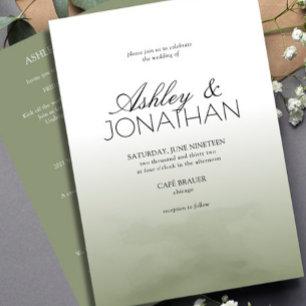 Modern Bold & Minimalist Wedding Sage All-in-One Invitation