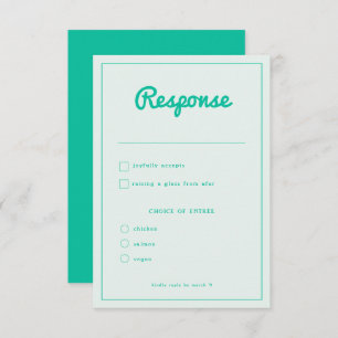 Modern Bold Mint Green Retro Wedding RSVP Card