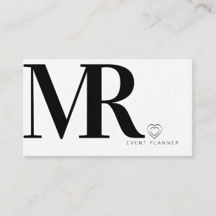 Modern Bold Monochrome Black White Heart Event Business Card