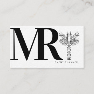 Modern Bold Monochrome Black White Palm Tree Business Card