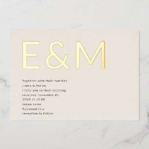 Modern Bold Monogram Beige Wedding