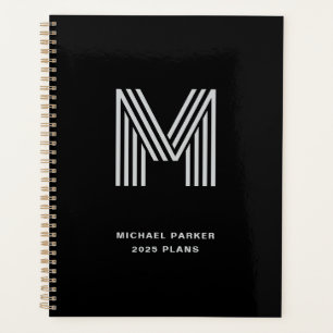 Modern Bold Monogram Black and Grey Planner