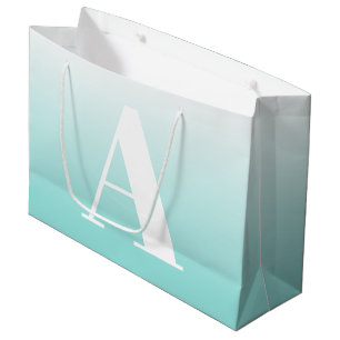 Modern Bold Monogram Light Aqua Blue Green Large Gift Bag