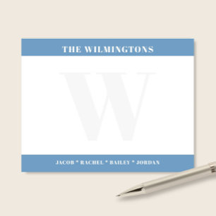 Modern Bold Monogram with Family Names Stationery Card