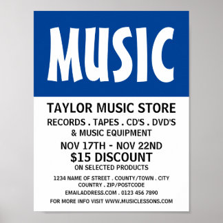 Modern Bold, Music Store Advertising Poster