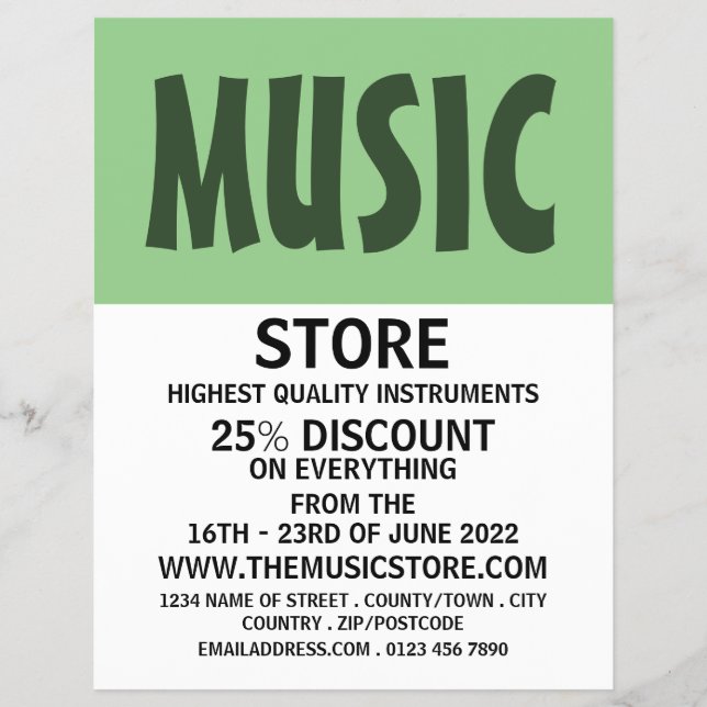 Modern Bold, Musical Instrument Store Flyer (Front)
