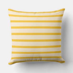 Modern Bold Mustard Colorful Yellow Cabana Striped Cushion