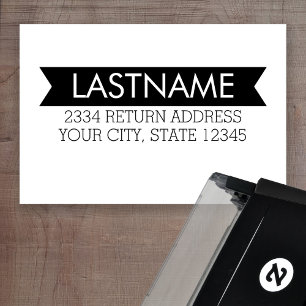 Modern Bold Name and Return Address with Banner Self-inking Stamp