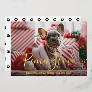 Modern Bold Name Dog Photo Elegant Christmas