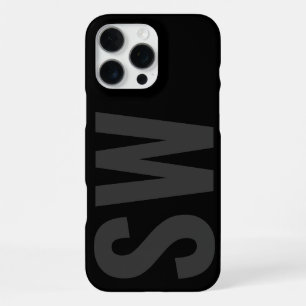 Modern Bold Name Initials Black Custom Monogram iPhone 16 Pro Max Case
