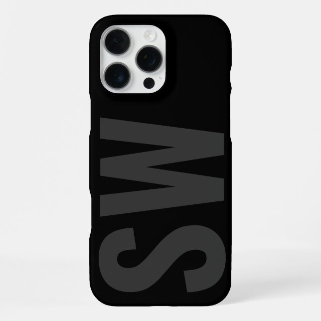 Modern Bold Name Initials Black Custom Monogram   iPhone Case (Back)