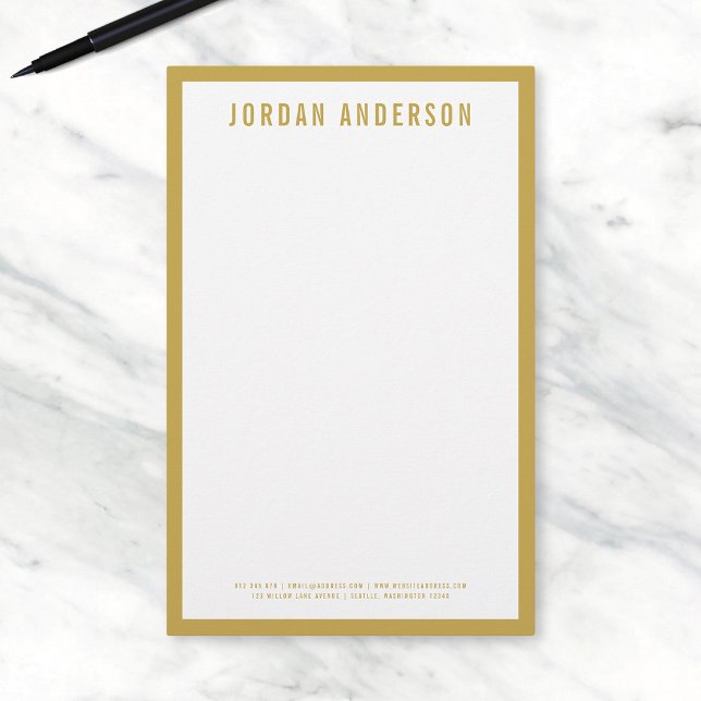 Modern Bold Name with EDITABLE Border Colour Stationery (Creator Uploaded)