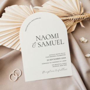 Modern Bold Names Arch Ecru Wedding Invitation
