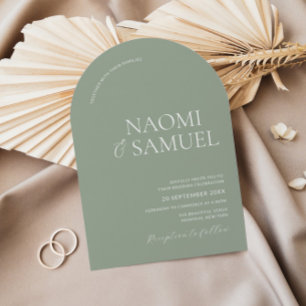 Modern Bold Names Arch Sage Wedding Invitation