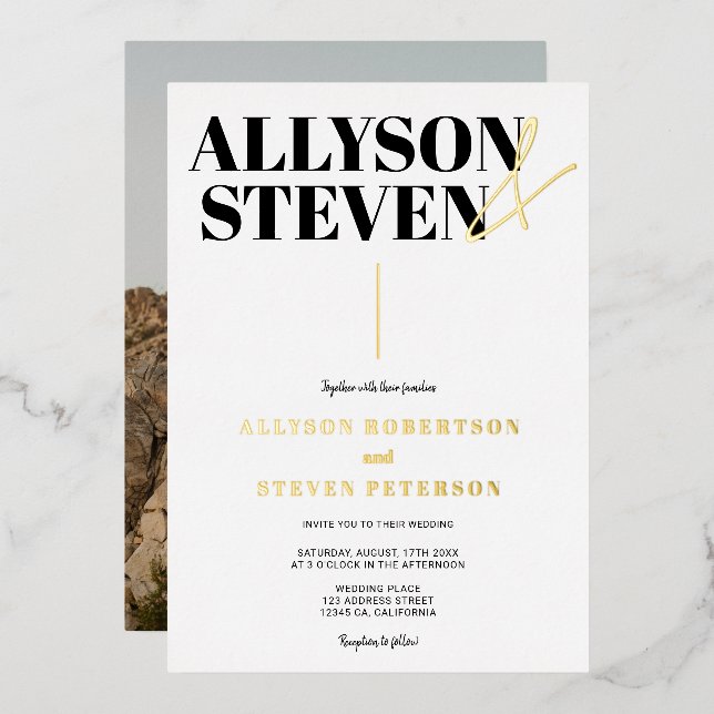 Modern bold names script photo wedding (Front/Back)