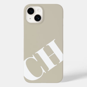 Modern Bold Oatmeal White Monogram Case-Mate iPhone 14 Case