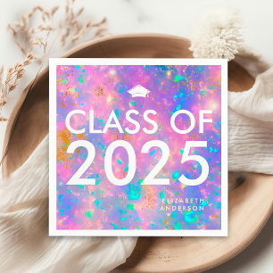 Modern Bold Opal Personalised Graduation Party Napkin