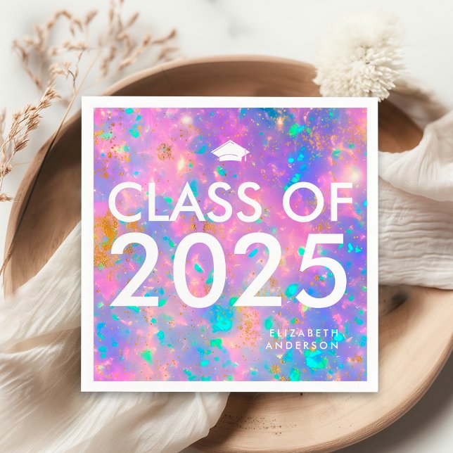 Modern Bold Opal Personalised Graduation Party Napkin (Creator Uploaded)