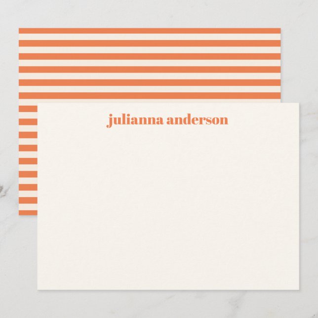 Modern Bold Orange Stripes Personalised Name  Card (Front/Back)
