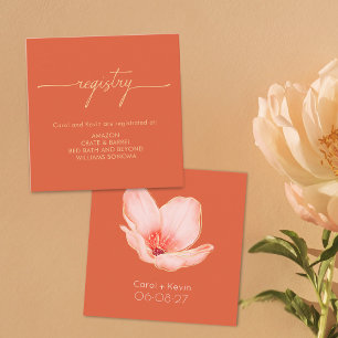 Modern bold orange wedding shower registry  enclosure card