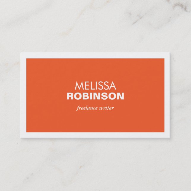 MODERN & BOLD - Orange/White Business Card (Front)