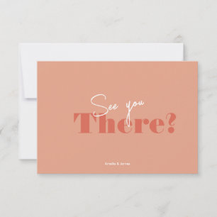 Modern bold Peach Minimalist Wedding RSVP Card