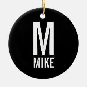 Modern Bold Personalised Monogram and Name Ceramic Tree Decoration