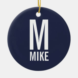 Modern Bold Personalised Monogram and Name Ceramic Tree Decoration