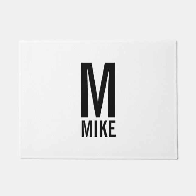 Modern Bold Personalised Monogram and Name Doormat (Front)