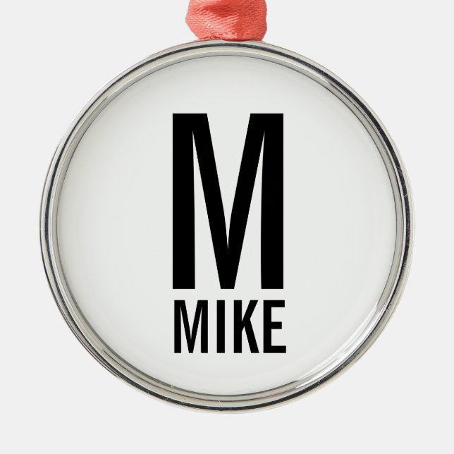 Modern Bold Personalised Monogram and Name Metal Tree Decoration (Front)