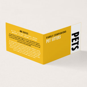 Modern Bold, Pet Sitting Service Detailed Business Card