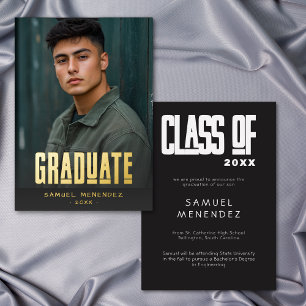 Modern Bold Photo Graduation Foil Announcement
