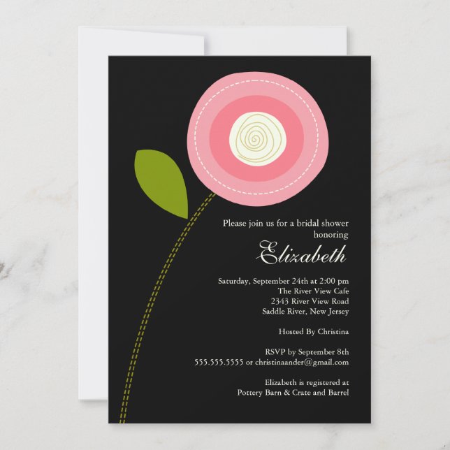 Modern Bold Pink Bloom Bridal Shower Invitation (Front)