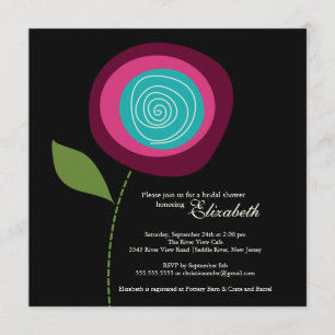 Modern Bold Pink Bloom Bridal Shower Invitation