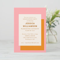 Modern Bold Pink Orange Class of Graduation Party