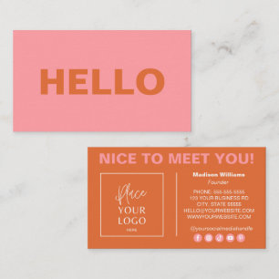 Modern Bold Pink Orange Custom Logo Social Media Business Card