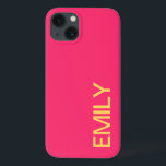 Modern Bold Pink Personalised iPhone Case<br><div class="desc">Modern Bold Pink Personalised iPhone 13 Case. Custom iPhone Case with name.</div>