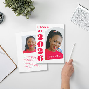 Modern Bold Pink Script Graduation Announcement