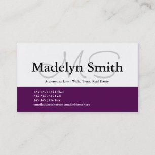 Modern Bold Plum Initials - Business Card