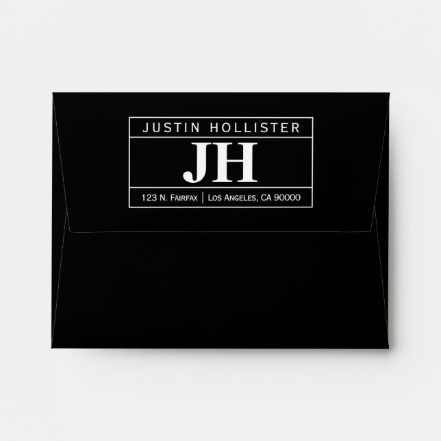 Modern Bold Professional | Black & White A2 Envelope (Back (Top Flap))