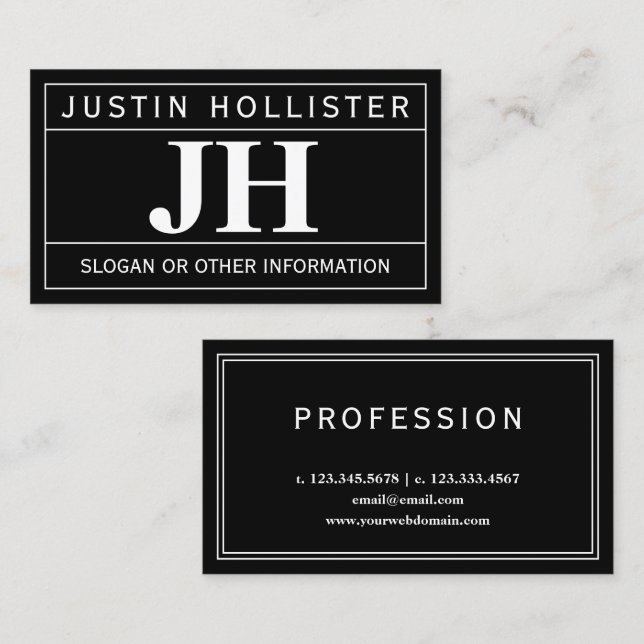 Modern Bold Professional | Black & White Business Card (Front/Back)