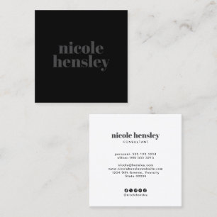 Modern Bold Professional Minimalist Chic Black Square Business Card