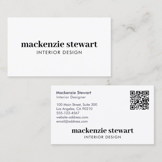 Modern Bold Professional QR Code Business Card (Front/Back)