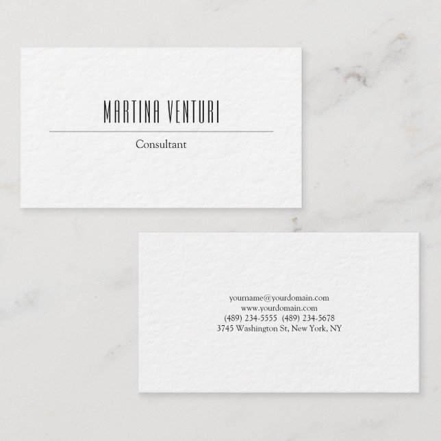 Modern Bold Professional Simple Plain Black White Business Card (Front/Back)