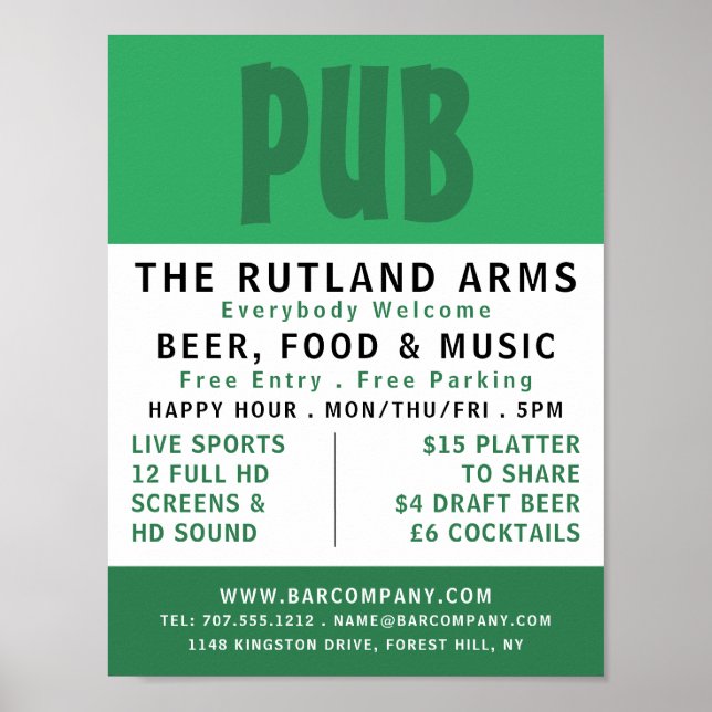 Modern Bold, Pub/Brewery Advertising Poster (Front)