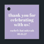 Modern Bold Purple Bat Mitzvah Custom Thank You Favour Tags<br><div class="desc">Personalised Bold Typography Lavender Purple Modern Thank You Favour Tags</div>