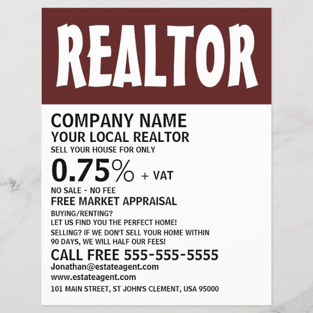 Modern Bold, Realtor, Estate Agent Advertising Flyer (Front)